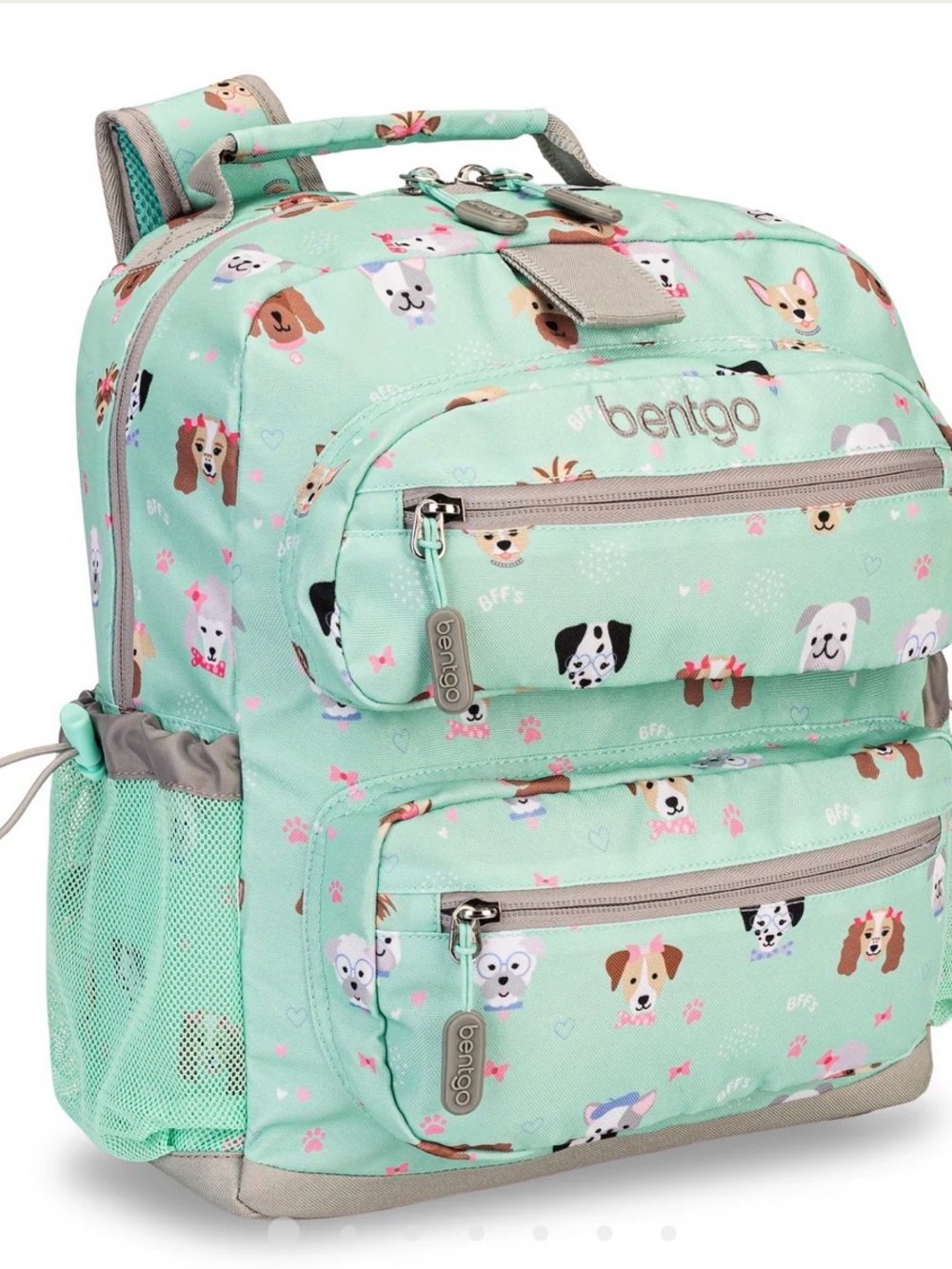 BentGo Mint Dog Print Kids Backpack - Cute Puppy Pattern